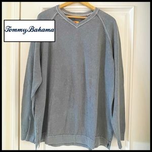 Tommy Bahama Relax Slate Blue V neck Cotton Sweater. 🆕